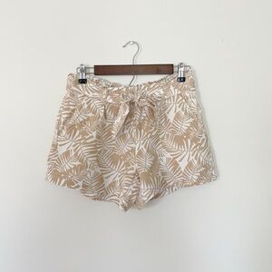 Loft Tan & White Palm Print Pull On Shorts